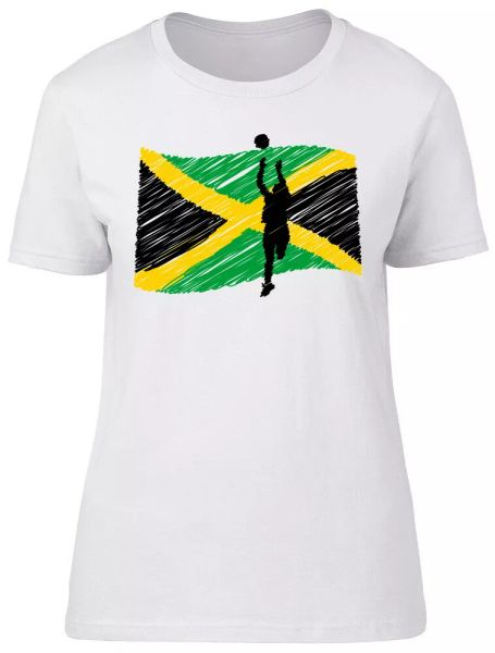 

jamaica netball ladies womens fitted t-shirt, White;black