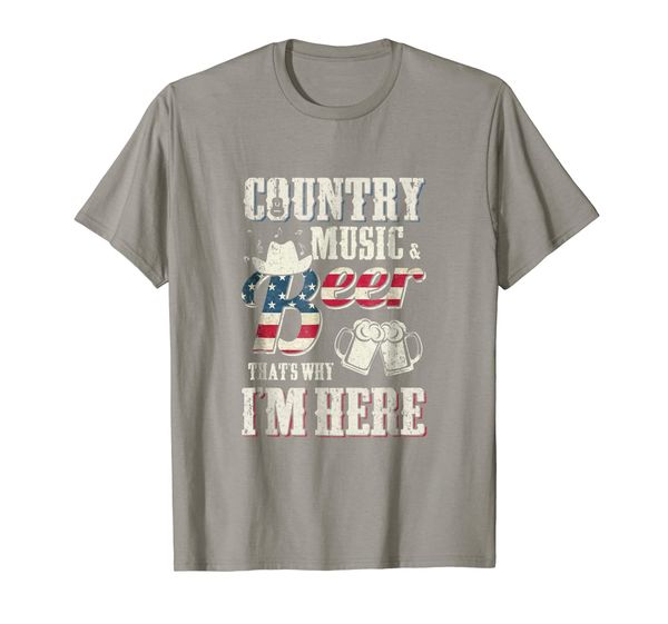 

country music and beer that's why i'm here t-shirt, White;black