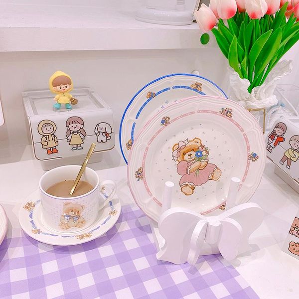 

dishes & plates soft bear ceramic cup mug dish cake girl heart home