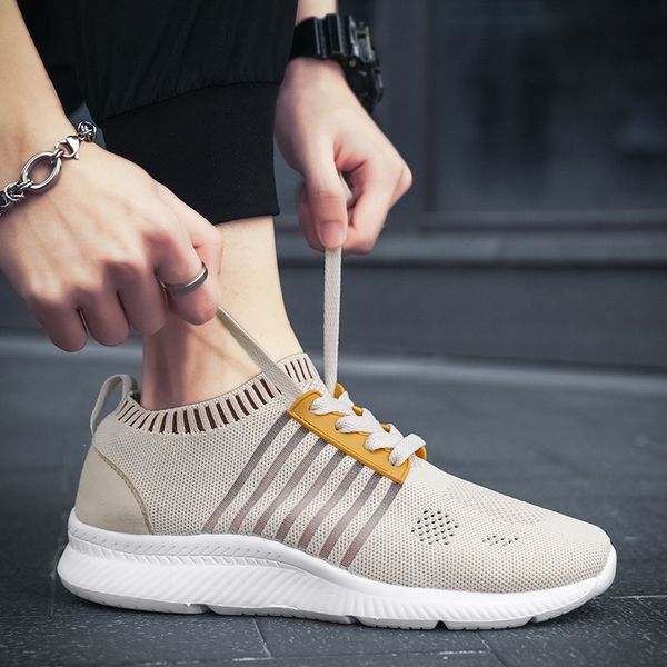 

new mesh men sneakers casual lace-up sneakers breathable no-slip for male tennis flying weaving light sports shoes sock shoes