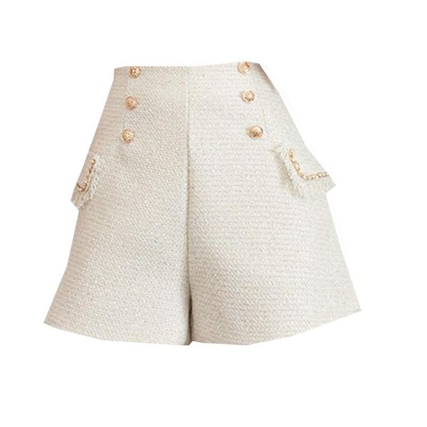 

women's shorts autumn winter french elegant women woolen ladies high waist wide leg short pants, White;black