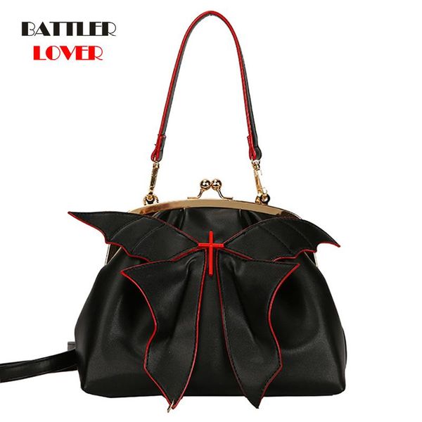 

evening bags bats design shoulder handbags for women 2021 vintage messenger bag female black punk gothic purse femme steampunk motor flaps
