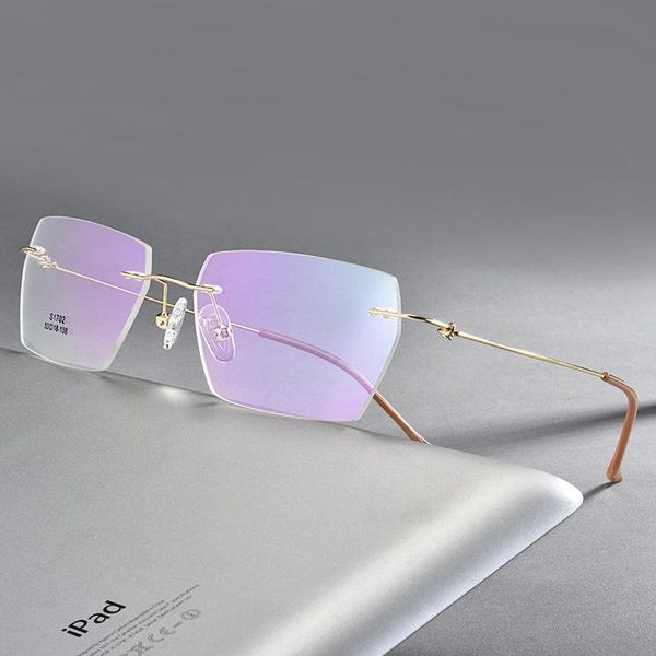 

fashion sunglasses frames glasses for female rimless plastic frame eyewears thin temple legs without screws business style optical spectacle, Black