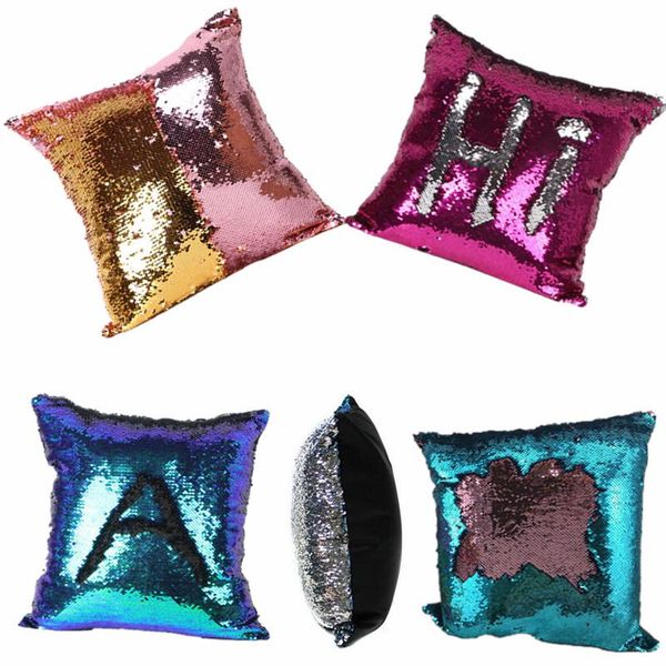 

created 40*40cm diy two tone glitter sequins throw pillows decorative cushion case sofa car covers cushion/decorative pillow