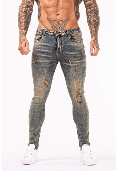 

arrival 2021 mens cotton ripped hole jeans casual slim skinny men trousers fashion male hip hop denim pants men's, Blue