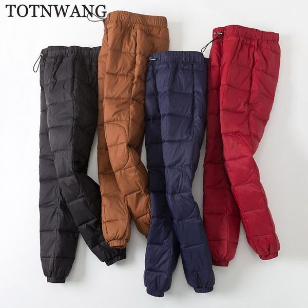 

women's pants & capris totnwang winter plus size down trousers women 2109 casual elastic waist thicker harem windproof warm sweatpants, Black;white