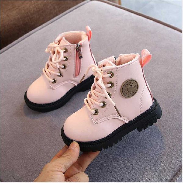 

girls' shoes boots for children martin girls leather waterproof winter kids shoes boots size 21-30 210918, Black;grey