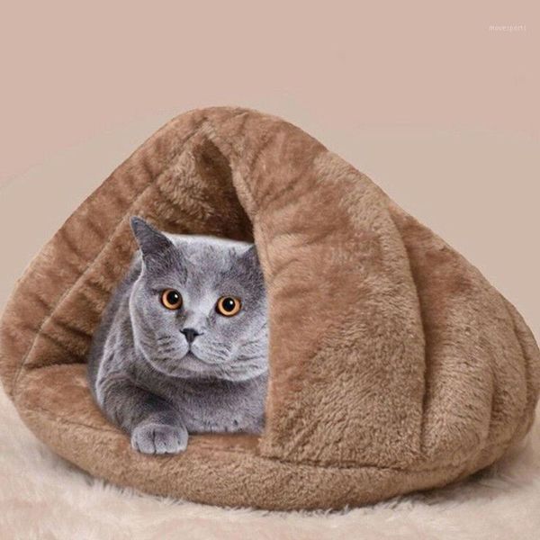 

triangle pet bed for small cats dogs soft nest kennel cave house sleeping bag mat pad tent pets winter warm cozy beds cat & furniture1