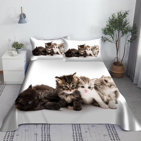 

sheets & sets lovely cat bed sheet set animal pets and case 3d bedding digital printing flat 100% polyester bedspread