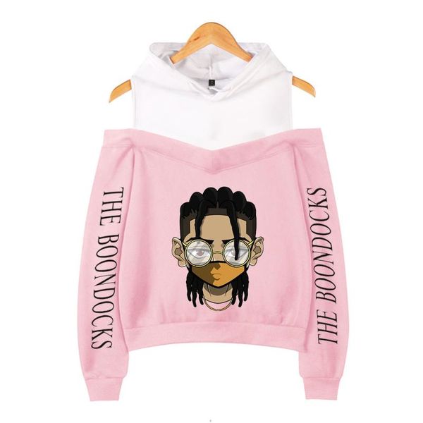 

women's hoodies & sweatshirts anime the boondocks hoodie female off shoulder hooded kpop women sweatshirt casual girls clothes blouses, Black