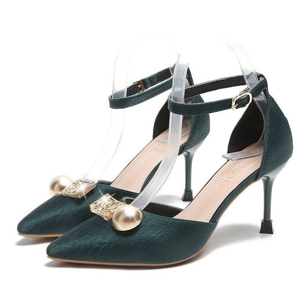 

dress shoes ly arrived sandals women 8cm high heels fine with pointed toe fashion europe/america wild 2021 summer, Black