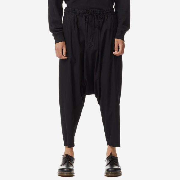 

cropped cotton pants with drawstring elastic waist bloomers men's, Black