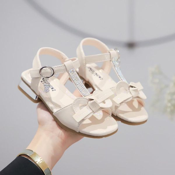 

sandals -12 years old fashion rhinestone bow summer girls 2021 high heel children kids shoes, Black;red