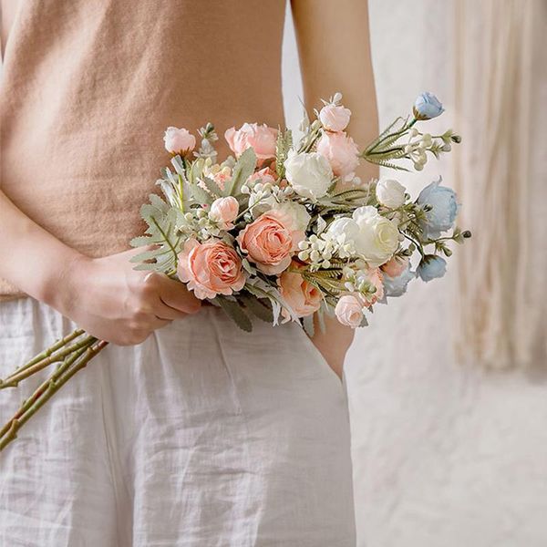 

decorative flowers & wreaths beautiful rose branch silk peony artificial flower family wedding decoration christmas party leaf