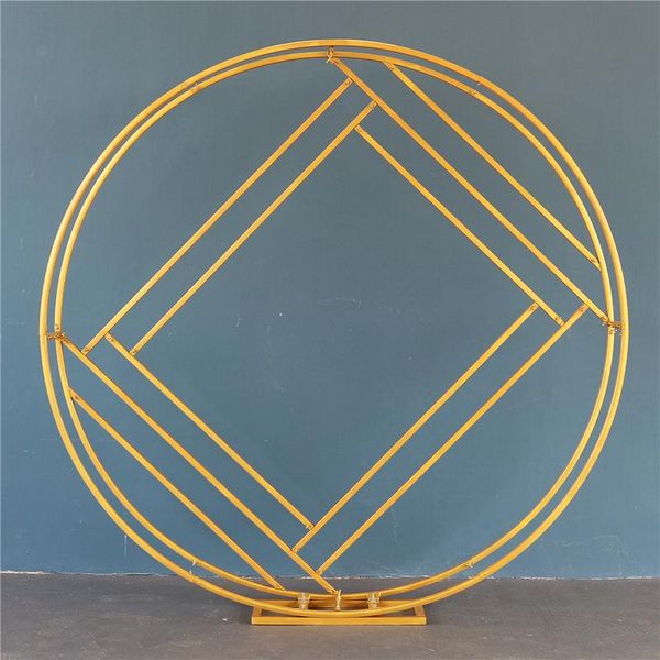 

party decoration flone dual circle wedding arch marriage backdrop background metal creative ring inner rectangle home decor