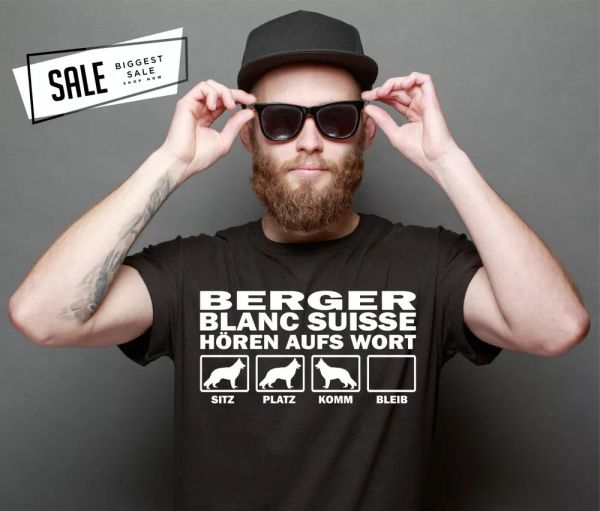 

sale berger blanc suisse alsatian dog motif dog shirt t-shirt xxl, White;black