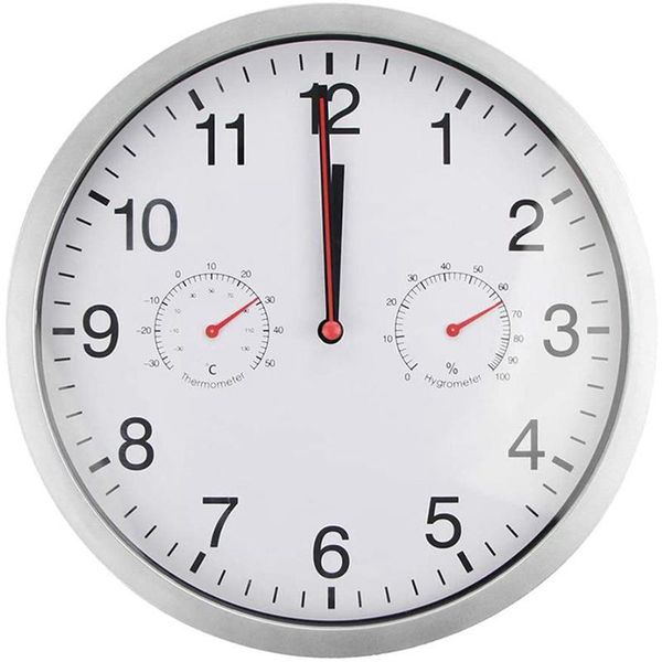 

wall clocks metal silent quartz clock quiet movement hygrometer(random black and white)