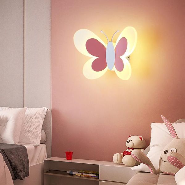 Duvar lambası kelebek peri ışıkları bebekler kızlar sevimli yatak odası oturma odası dekoratif kawaii gece ışığı çocuklar için Noel hediyeleri