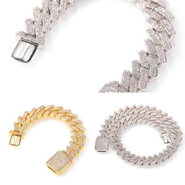 

20mm men's ice chain, cuban miami luxury necklace, cz pebble microphone, cuban chain, hip-hop jewelry q0809, Silver
