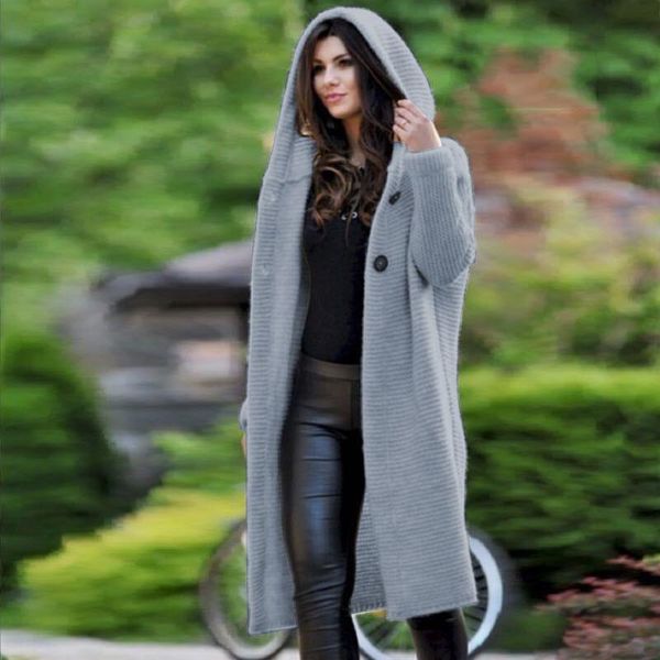 

women's knits & tees cardigan for women long sweater hooded coat autumn winter korean fashion casual ladies open stitch knitted female, White