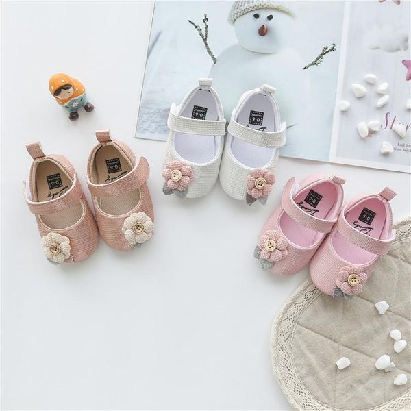 

first walkers baby girl lovely princess shoes infant prewalker soft sole cute mary jane flats button flower kids non-slip trainer