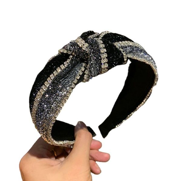 

shinning diamond knotted headbands for women black headband 1220107, Silver