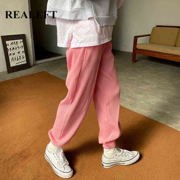 

elegant knitting women's harem pants autumn winter loose elastic waist ankle-length lady solid chic trousers 210428, Black;white