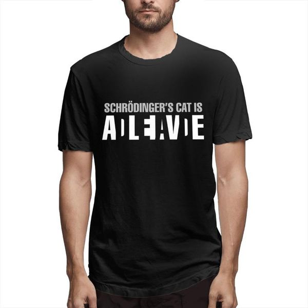 

men's t-shirts men fashion graphic schrodingers cat alive dead printed youth casual t-shirt, White;black