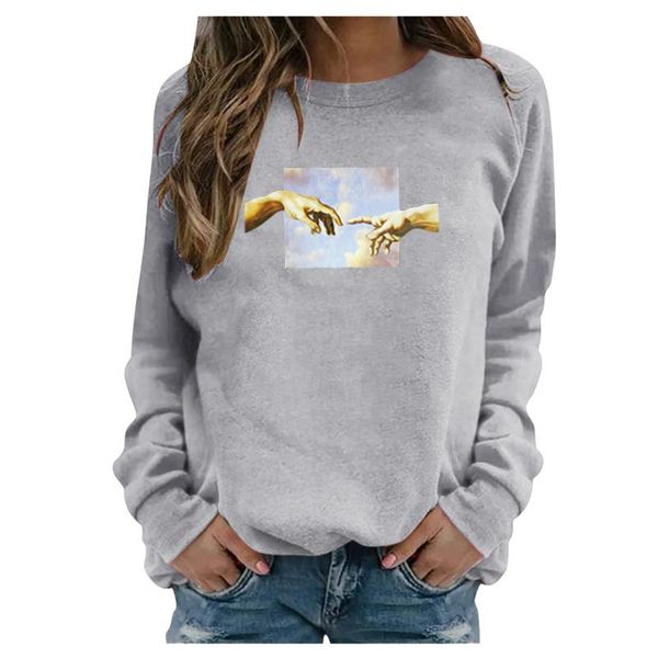 

women's hoodies & sweatshirts adam hands casual harajuku long sleeve o neck pullover sweatshirt kpop oversized vintage 2021, Black