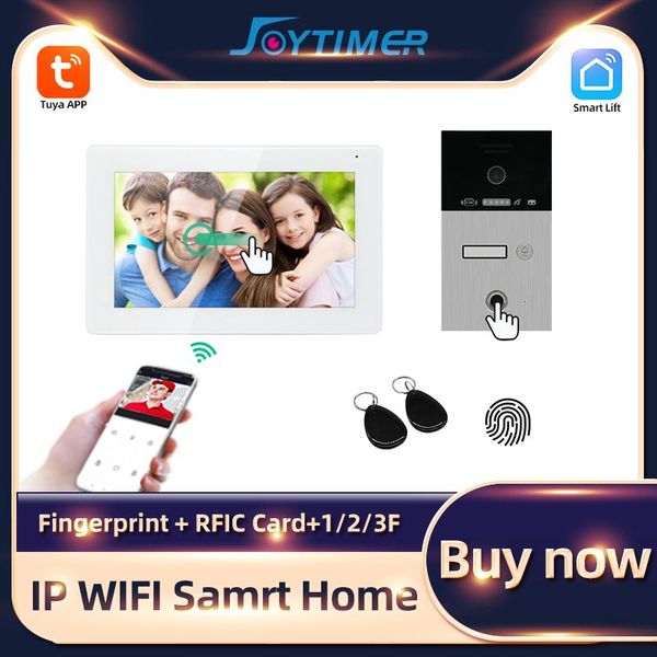 

video door phones joytimer ip wifi wireless intercom system tuya smart phone support fingerprint unlock villa 1f/2f/3f rfic card