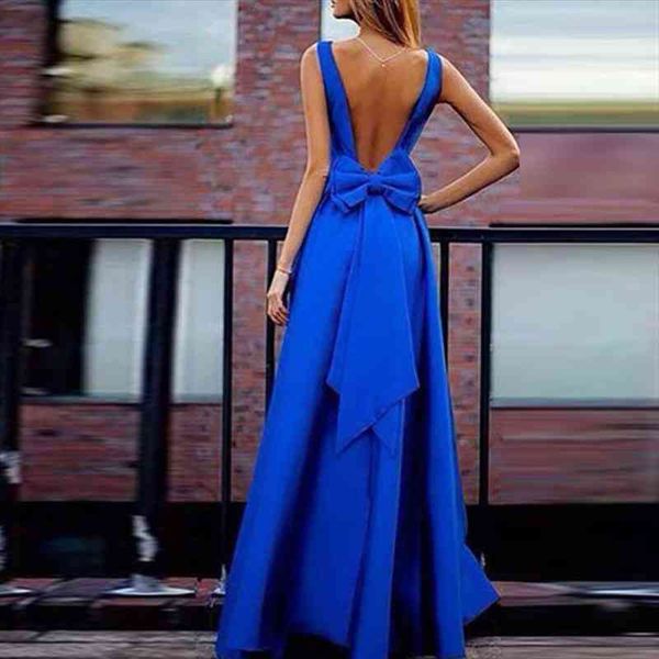 

deep v-neck backless bow women party dress elegant sleeveless a-line femme summer ball dress fashion princess maxi vestido, Black;gray