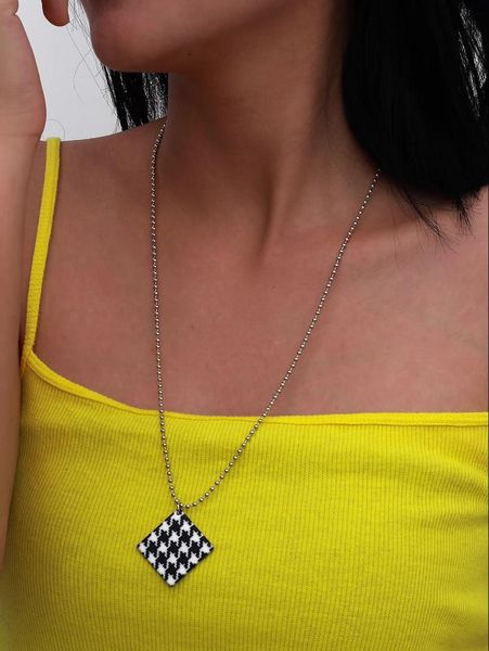 

ins lattice geometric metal chain pendant necklace fashion jewelry minimalist chunky thick classic necklaces for women, Silver