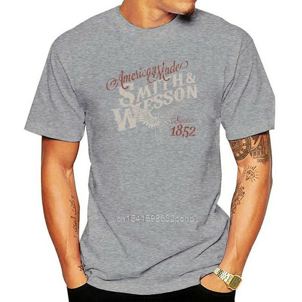 

men's t-shirts fashion man smith wesson american made winged gun tee in black casual, White;black