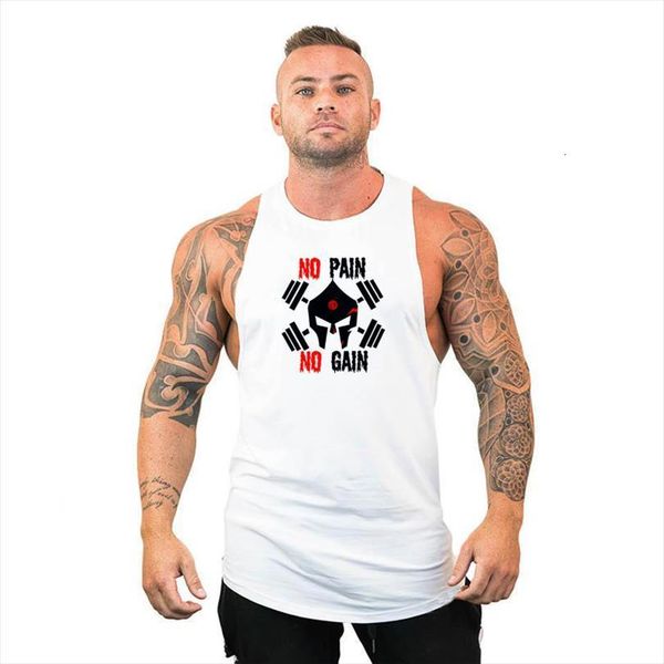 

bodybuilding undershirt mens casual sleeveless men o neck vest sportswear cotton breathable male gyms clothes fitness tank, White;black