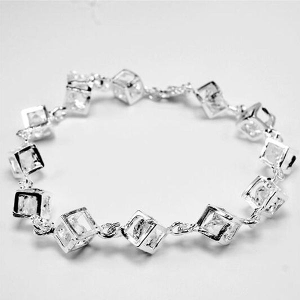 

link, chain exquisite white/multicolor crystal stone cz check bracelet for women lady fashion charm wedding female jewelry, Black