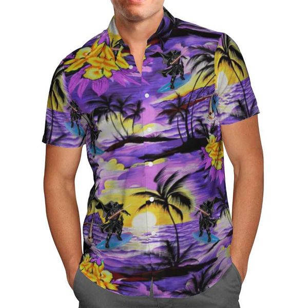 

men's casual shirts purple coconut 3d printed hawaiian breathable shirt summer beach short sleeve oversized 5xl streetwear camisa mascu, White;black