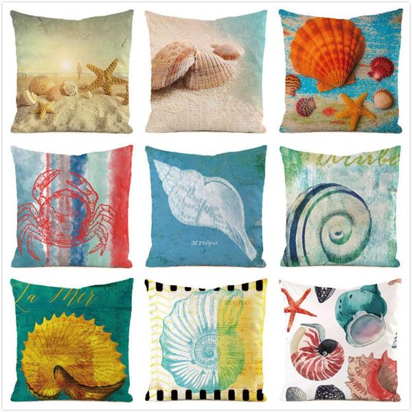 

cushion/decorative pillow 45cm*45cm starfish and seashells imitated silk fabric throw covers couch cushion cover home decorative pillows
