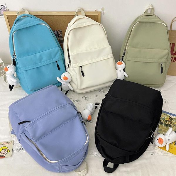 

backpack waterproof nylon women large capacity travel bag college school for teenage girls solid color laptop