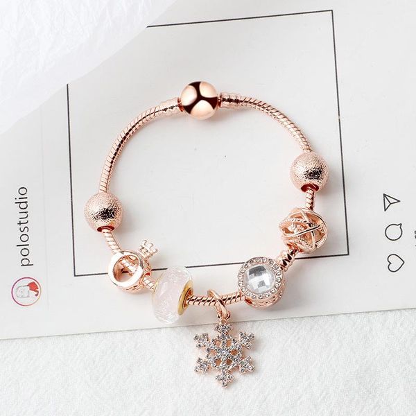

rose gold snowflake/crown charm bracelet diy jewelry christmas gift, Golden;silver