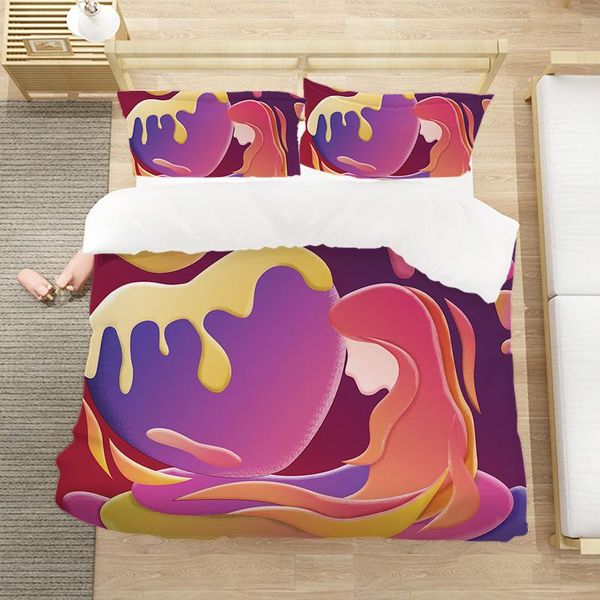 

bedding sets colorful painting fantasy 3d luxury set cartoon duvet cover home textile king  double full single size dropship