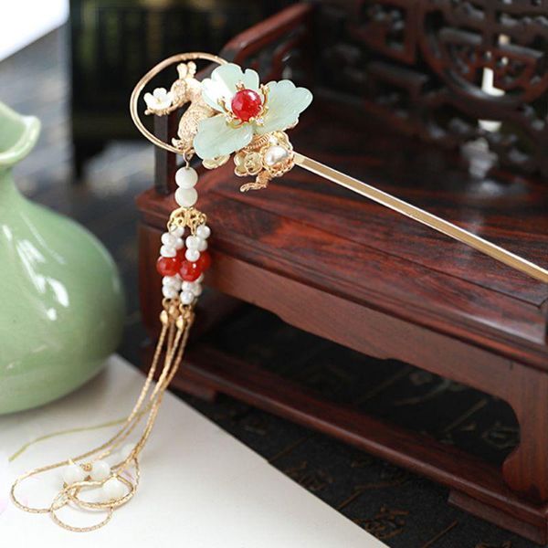 

hair clips & barrettes vintage stick for women chinese zodiac mouse pins metal chopstick luxury clip accessories 1 piece, Golden;silver