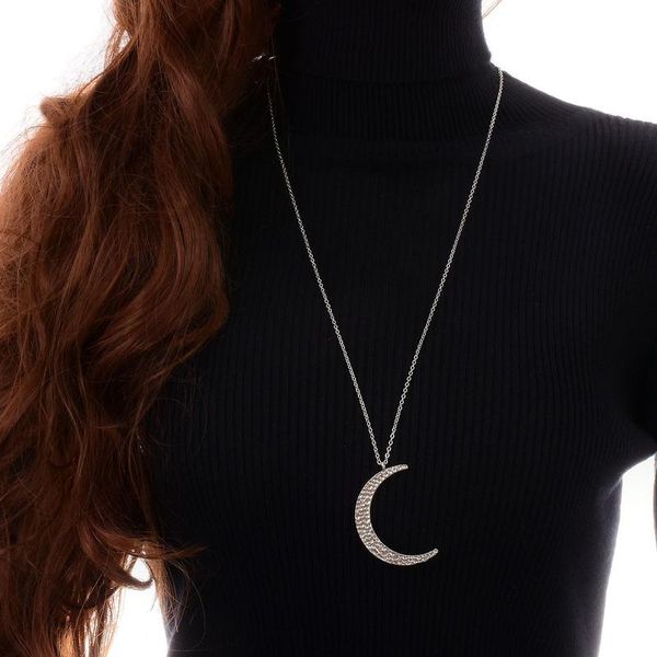 

chains moon woman necklace long necklaces women hollow fashion girls chain gold color elegant korean zinc alloy collares, Silver