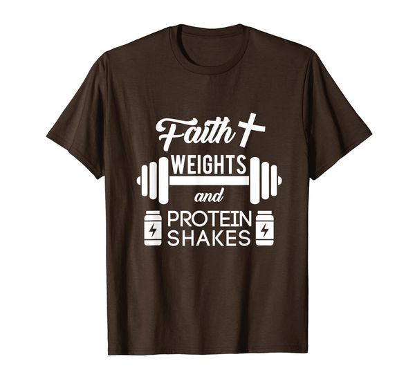 

christian workout faith weigths protein shakes t-shirt, White;black