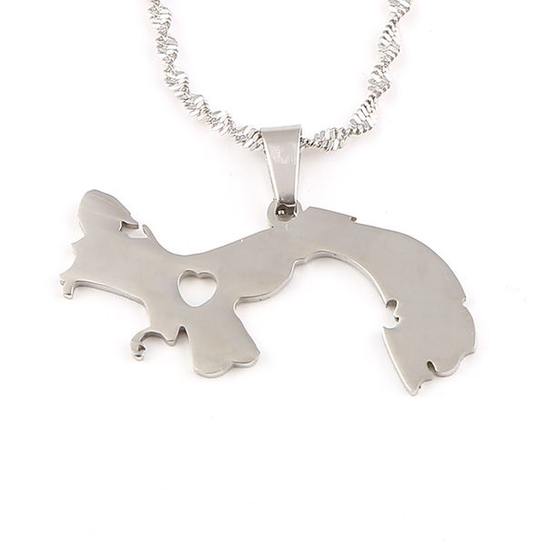

stainless steel panama map pendant necklaces gold color panamanian maps chain jewelry, Silver