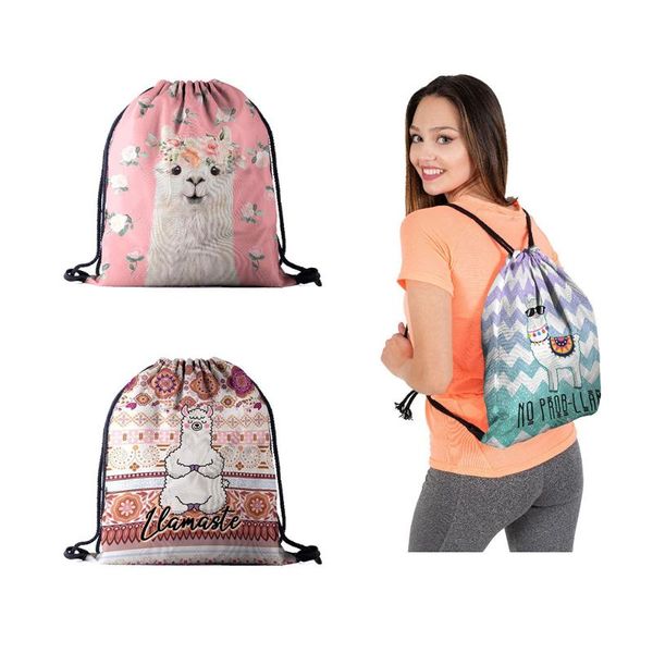 

backpack women's fashion oxford cloth 3d digital printing drawstring bagpack cute