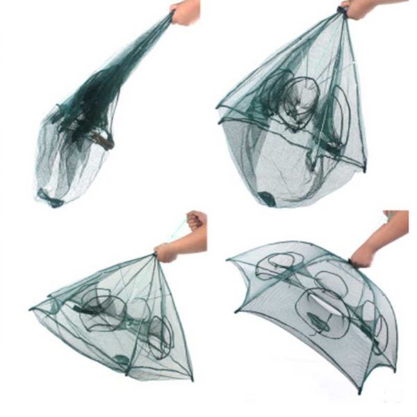 

strengthen 4-20 holes automatic folding fishing net shrimp cage nylon foldable crab fish trap cast network accessories