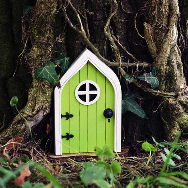 

garden decorations fairy gate yard sculpture courtyard wooden miniature dwarf window door for tree gnome art statues decoration