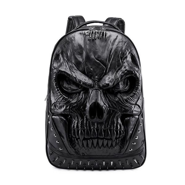 

backpack 2021 men and women back packs steam punk rivet personality relief travel bagpack 3d skull lapschoolbag for teenagers