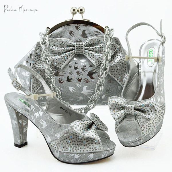 

dress shoes arrival sliver color and bag set for party italian women in italy nigeria wedding, Black