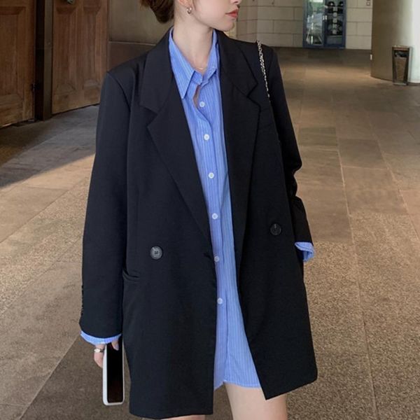 

women's suits & blazers casual solid blazer women notched collar jacket female elegant pocket coat office lady single breasted spring f, White;black
